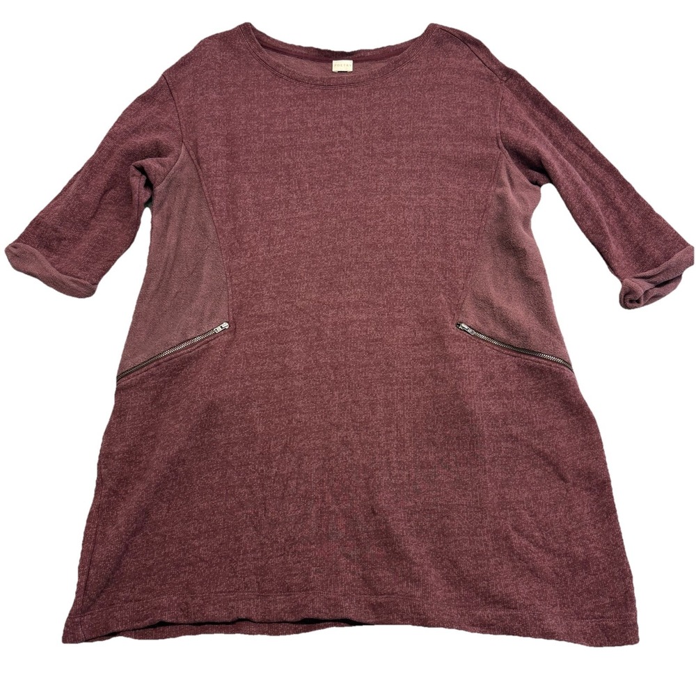 Poetry Maroon Purple Knit Longline Tunic Jumper Size 14 Cotton Blend